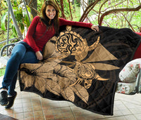 Hawaii Turtle Premium Quilt Polynesian Hibiscus Art Ver 2.0 Gold AH - Polynesian Pride