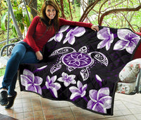 Hawaiian Violet Turtle Plumeria Quilt - Polynesian Pride