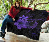 Hawaii Fish Hook Hibiscus Premium Quilt Purple - Polynesian Pride
