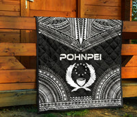 Pohnpei Premium Quilt - Pohnpie Flag Polynesian Chief Black Version - Polynesian Pride
