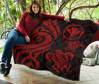 Hawaii Premium Quilt - Red Tentacle Turtle - Polynesian Pride