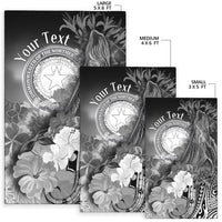 CNMI Custom Personalised Area Rug - Humpback Whale with Tropical Flowers (White) - Polynesian Pride