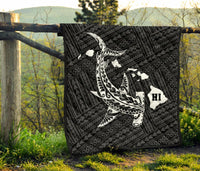 Hawaii Shark White Polynesian Premium Quilt - Polynesian Pride