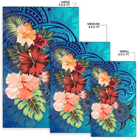 Turtle Polynesian Area Rug Hibiscus Polynesian Blue Art - Polynesian Pride