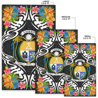 Nauru Area Rug - Coat OfArmsWith Tropical Flowers - Polynesian Pride