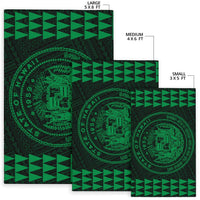 Kakau Seal Of Hawaii Polynesian - Green Rug - Polynesian Pride
