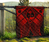 Guam Polynesian Premium Quilt - Guam Red Seal with Polynesian Tattoo - Polynesian Pride
