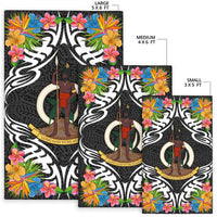 Vanuatu Area Rug - Coat OfArmsWith Tropical Flowers - Polynesian Pride