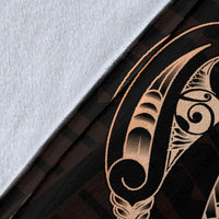 Hibiscus Plumeria Mix Polynesian Orange Turtle Premium Blanket - Polynesian Pride