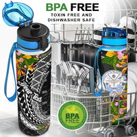 Marshall Islands Custom Personalised Hydro Tracking Bottle - Seal Spiral Polynesian Patterns - Polynesian Pride