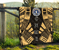 Northern Mariana Islands Premium Quilt - Northern Mariana Islands Seal Polynesian Gold Tattoo - Polynesian Pride