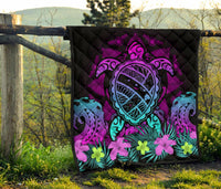 Hawaii Turtle Polynesian Turquoise Premium Quilt - Kuly Style - Polynesian Pride