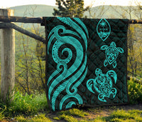 Guam Polynesian Premium Quilt - Turquoise Tentacle Turtle - Polynesian Pride
