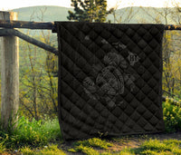 Hawaii Turtle Hibicus Map Premium Quilt - Grey - Polynesian Pride