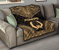 Pohnpei Premium Quilt - Pohnpie Flag Polynesian Chief Gold Version - Polynesian Pride