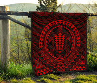 Hawaiian Kakau Honu Arc Red Polynesian Premium Quilt - Polynesian Pride