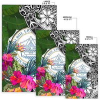 Palau Area Rug White - Turtle Plumeria Banana Leaf Crest - Polynesian Pride