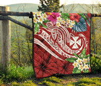 Wallis and Futuna Polynesian Premium Quilt - Summer Plumeria (Red) - Polynesian Pride