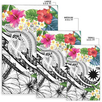 Nauru Polynesian Area Rug - Summer Plumeria (White) - Polynesian Pride