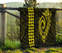 Hawaii Kakau Makau Fish Hook Polynesian Premium Quilt - Yellow - Polynesian Pride