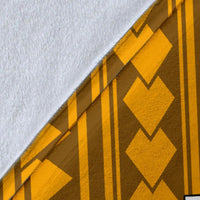 Hawaii Premium Blanket - Kanaka Maoli With Hibiscus On Polynesian Patterns (YELLOW) - Polynesian Pride