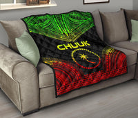 Chuuk Premium Quilt - Chuuk Flag Polynesian Chief Reggae Version - Polynesian Pride