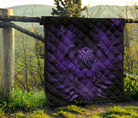 Hawaii Owl Hibiscus Plumeria Premium Quilt - Purple - Polynesian Pride