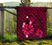 Hawaii Turtle Poly Tribal Pink Premium Quilt - Polynesian Pride