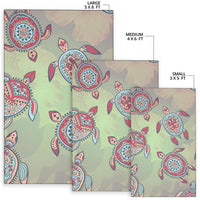 Turtle Colorful Hibiscus Backgorund Area Rug AH - Polynesian Pride