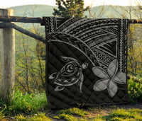 Hawaii Quilt - Hawaii Turtle Plumeria Quilt Grey - Polynesian Pride
