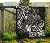 Guam Polynesian Premium Quilt - White Shark Polynesian Tattoo - Polynesian Pride