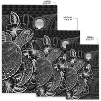 Northern Mariana Islands Area Rugs Turtle Hibiscus Black - Polynesian Pride