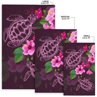 Hawaii Turtle Hibiscus Pink Simple Rug - Polynesian Pride