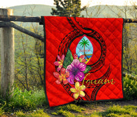 Guam Polynesian Premium Quilt - Floral With Seal Red - Polynesian Pride