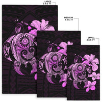 Hibiscus Plumeria Mix Polynesian Turtle Area Rug AH - Polynesian Pride