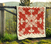 Hawaiian Pineapple Pattern Premium Quilt - Red - Argu Style - AH - Polynesian Pride