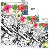 Tonga Polynesian Area Rug - Summer Plumeria (White) - Polynesian Pride