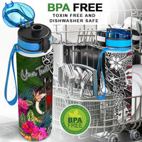 Vanuatu Custom Personalised Hydro Tracking Bottle - Turtle Plumeria Banana Leaf - Polynesian Pride