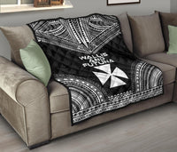 Wallis And Futuna Premium Quilt - Wallis And Futuna Coat Of Arms Polynesian Chief Black Version - Polynesian Pride