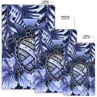 Hawaii Turtle Hibiscus Blue Rug - Hac Style - AH - Polynesian Pride