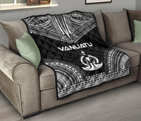 Vanuatu Premium Quilt - Vanuatu Coat Of Arms Polynesian Chief Black Version - Polynesian Pride