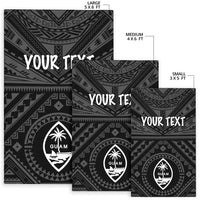 Guam Personalised Area Rug - Guam Seal With Polynesian Tattoo Style (Black) - Polynesian Pride
