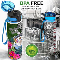 Marshall Islands Hydro Tracking Bottle White - Turtle Plumeria Banana Leaf Crest - Polynesian Pride