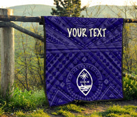Guam Personalised Premium Quilt - Guam Seal With Polynesian Tattoo Style (Blue) - Polynesian Pride