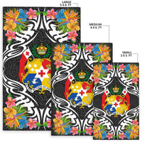 Tonga Area Rug - Coat OfArmsWith Tropical Flowers - Polynesian Pride