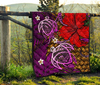 Hawaii Lauhala Hibiscus Polynesian Tropical Pink Premium Quilt - Wake Style - AH - Polynesian Pride