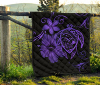 Hawaii Turtle Hibiscus Premium Quilt Purple - Polynesian Pride