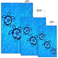 Turtle Hibiscus Swim In Sea Area Rug AH - Polynesian Pride
