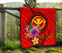 Hawaii Polynesian Custom Personalised Premium Quilt - Floral With Seal Red - Polynesian Pride
