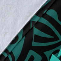 Hawaii Kakau Turquoise Polynesian Premium Blanket - Polynesian Pride